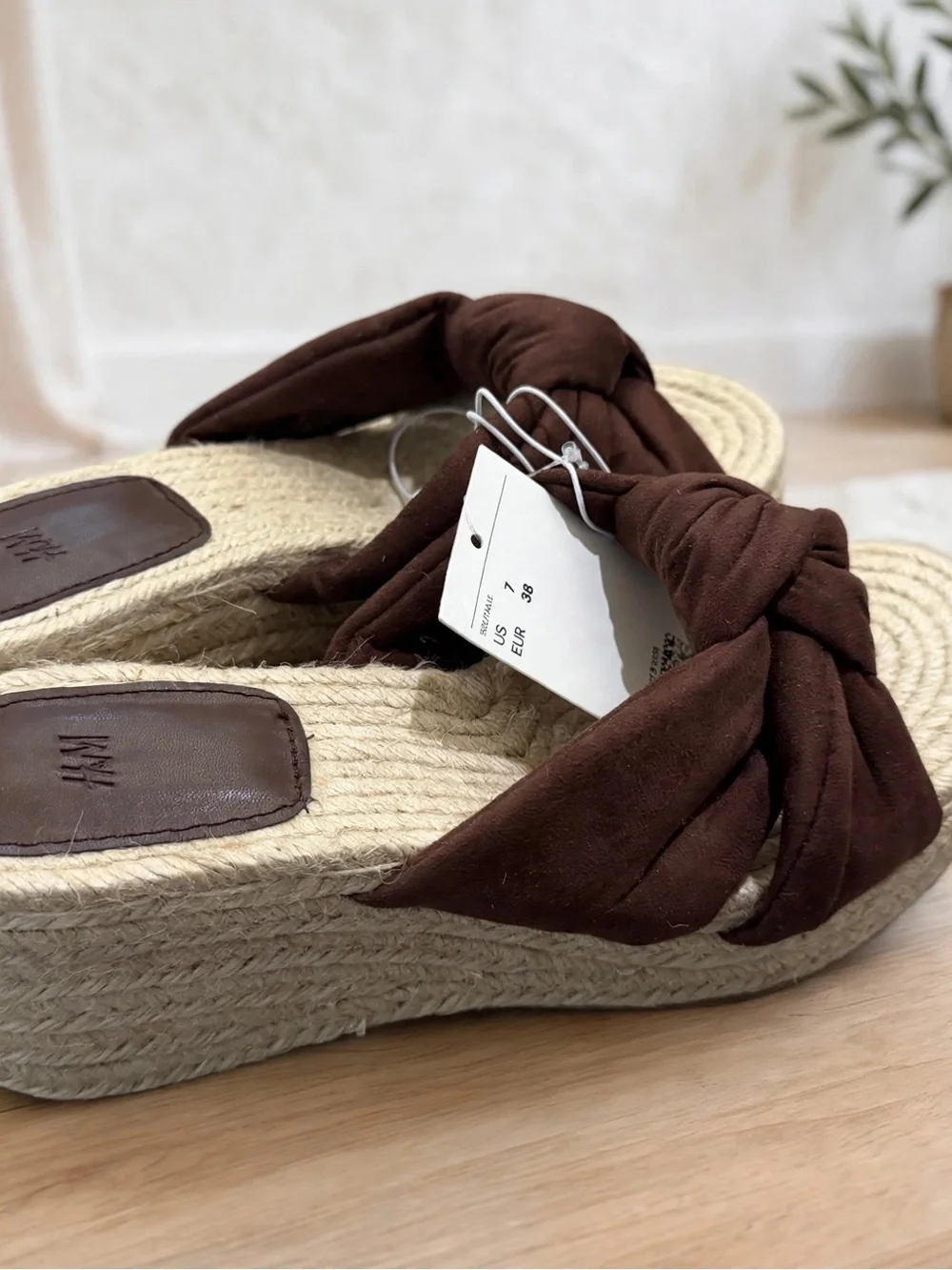 H&M Brown Knot Espadrille Platform Slide - Women